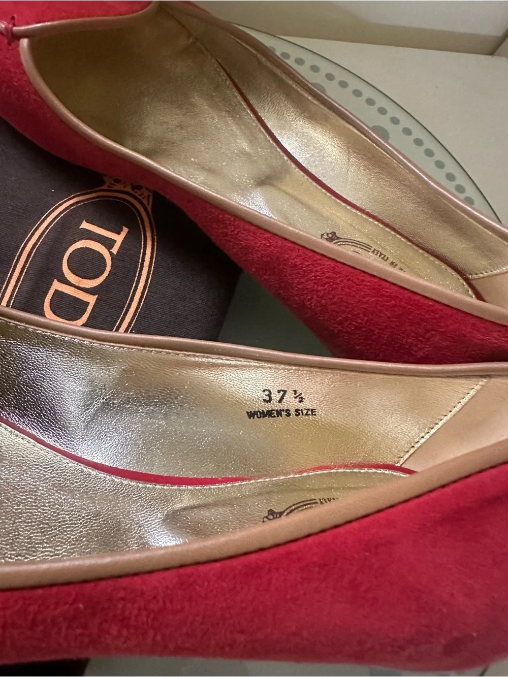 Tod's Red Suede Tassel Trim Loafers